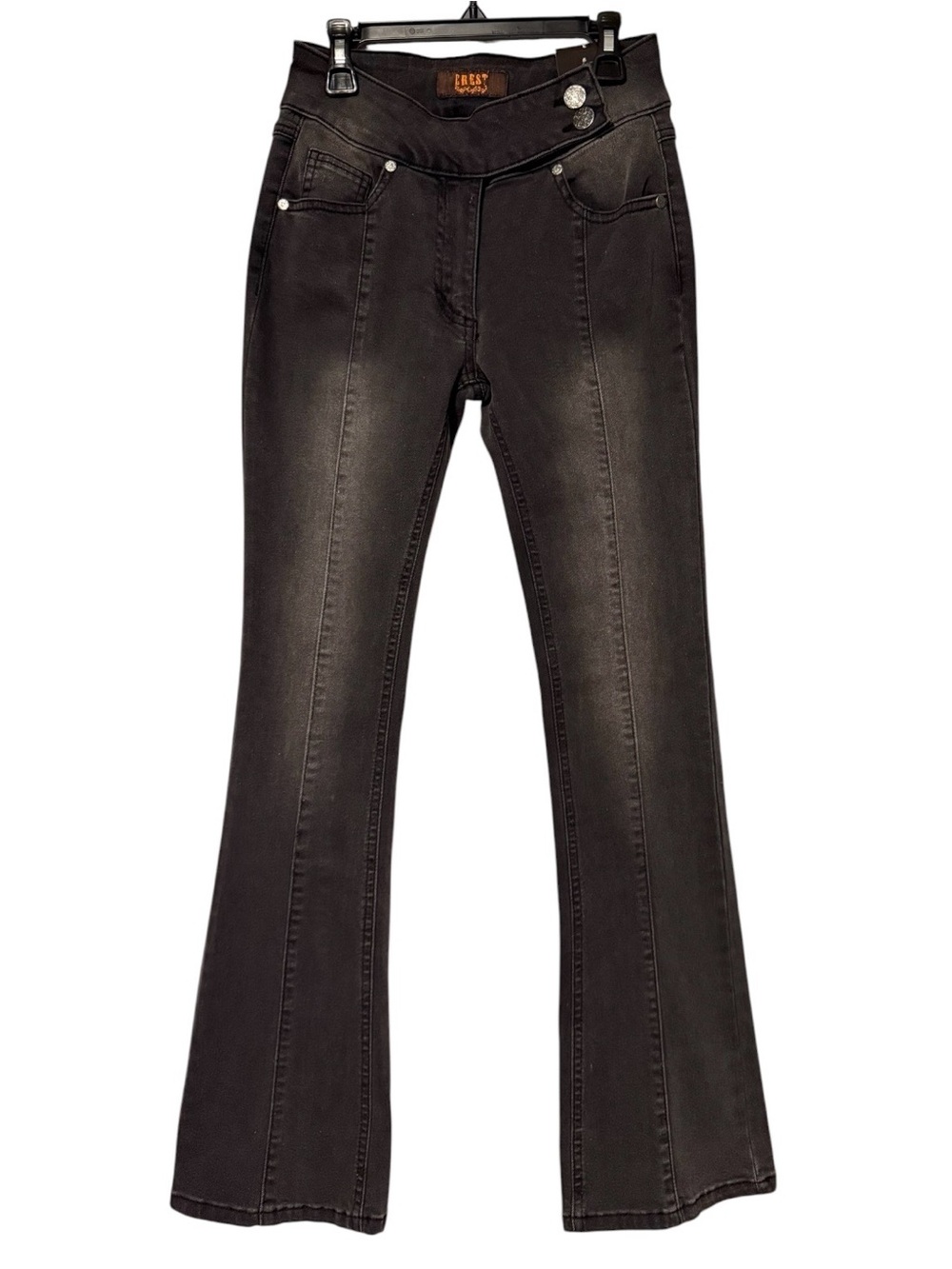 Crest Black Boot Cut Jeans with High Waist